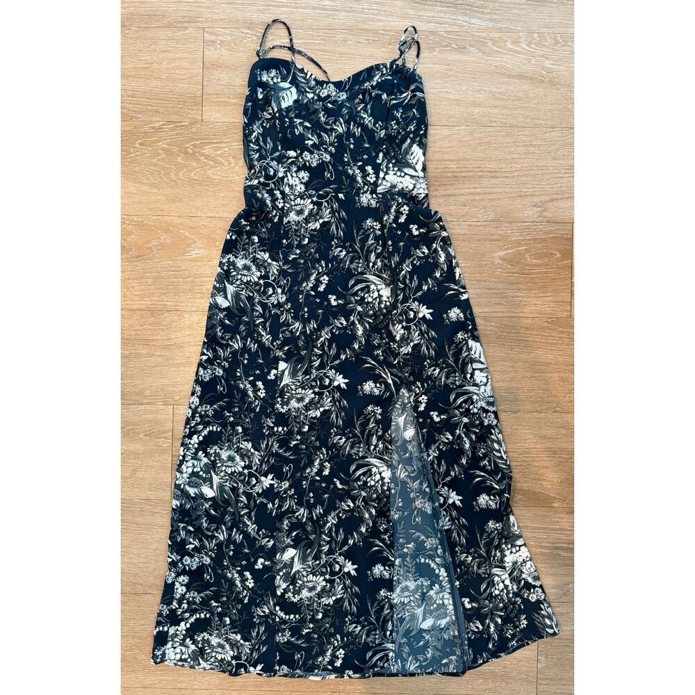 Abercrombie & Fitch Navy Blue Floral Midi Dress Size XXS